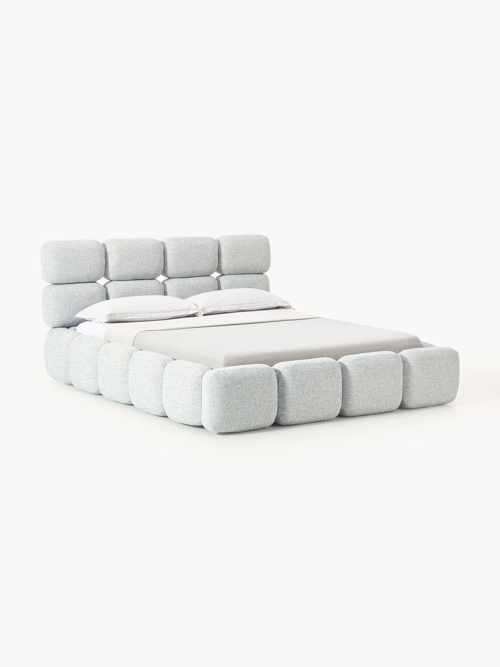 Tayla Upholstered Bed in Bouclé — Pearl Grey