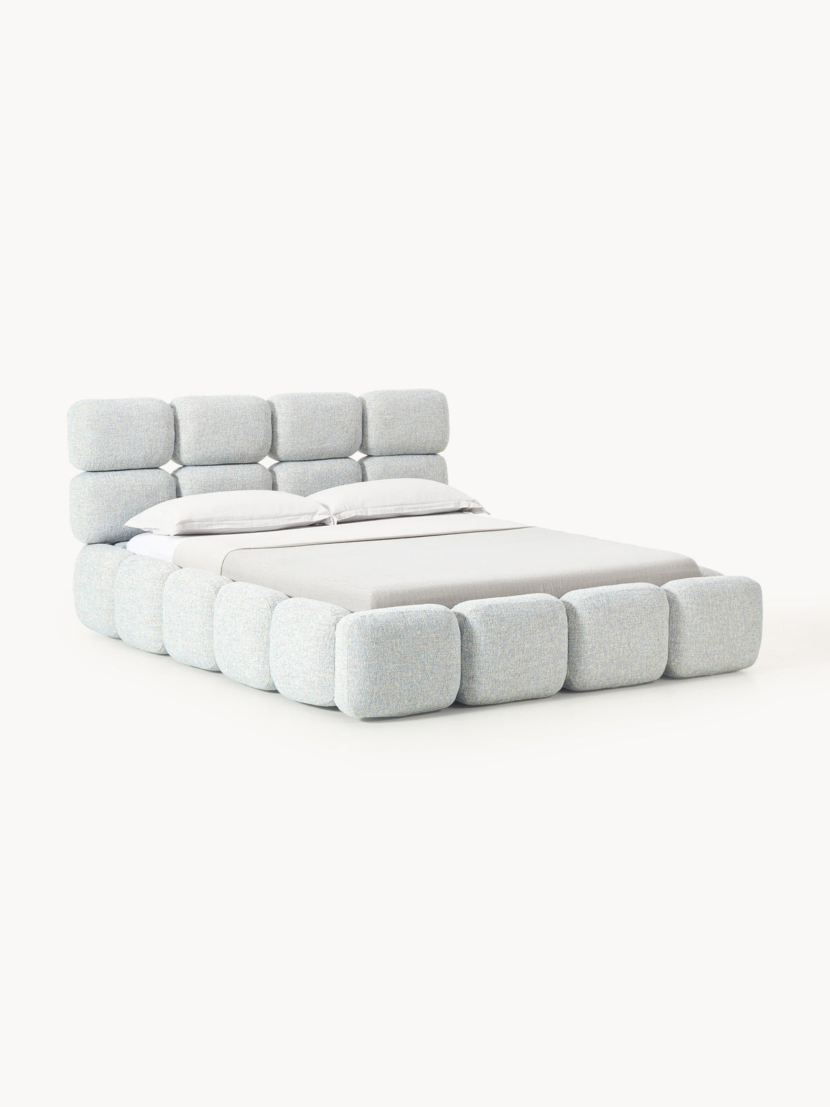 Tayla Upholstered Bed in Bouclé — Pearl Grey