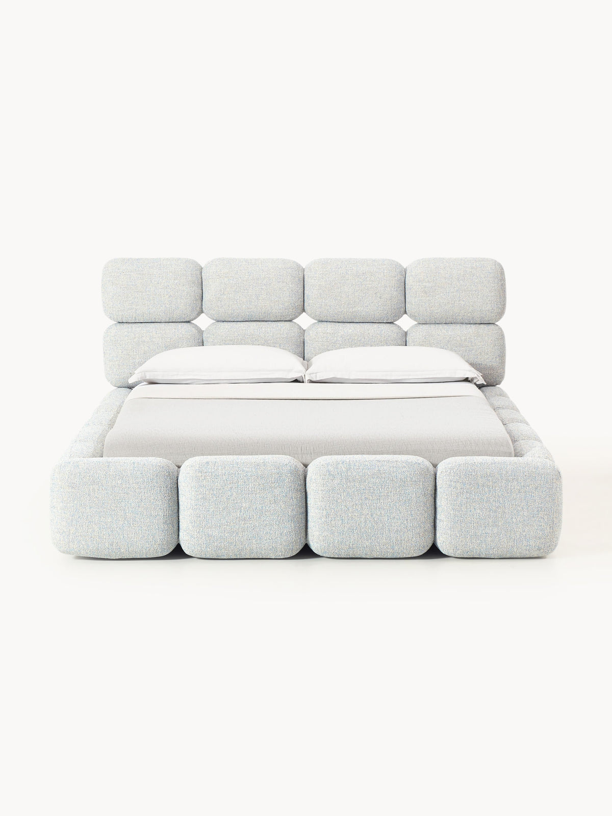 Tayla Upholstered Bed in Bouclé — Pearl Grey