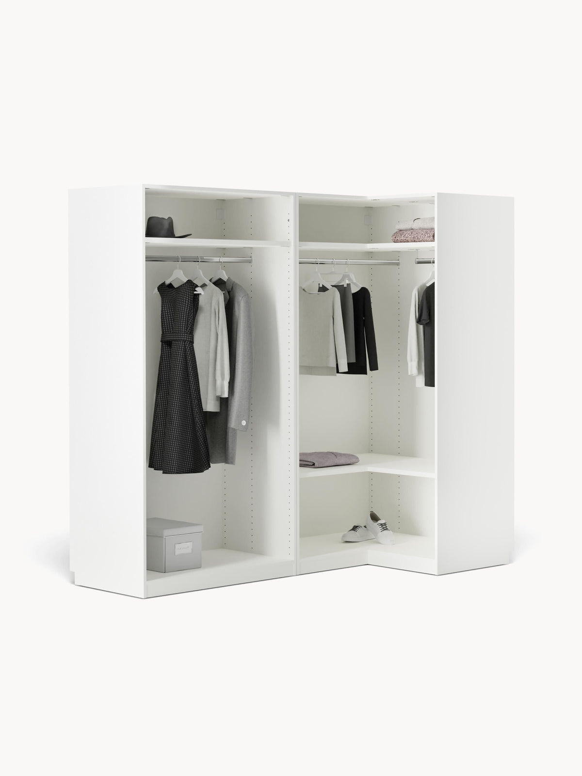 Simone Modular Corner Wardrobe, 215 cm Width, in various sizes — Off-White
