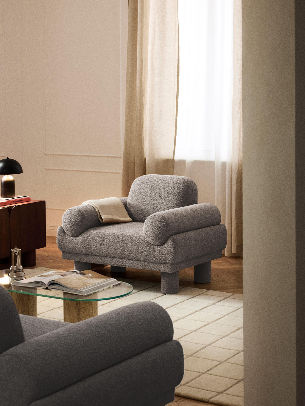 Lilo Bouclé Armchair — Grey