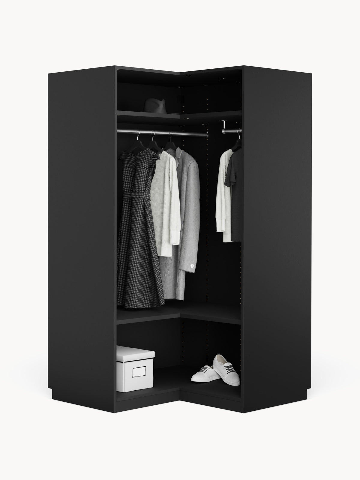 Simone Modular Corner Wardrobe, 115 cm Width — Brown