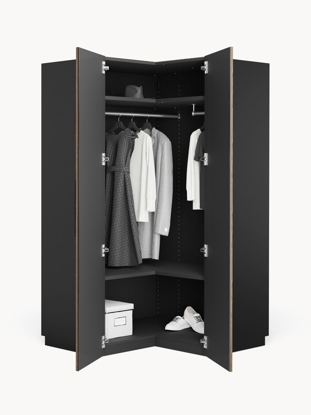 Simone Modular Corner Wardrobe, 115 cm Width — Brown