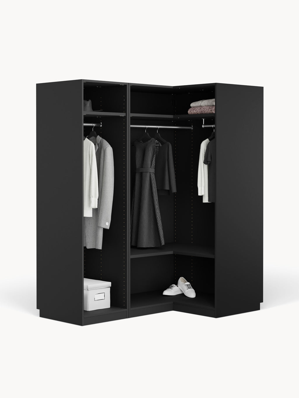 Simone Modular Corner Wardrobe, 165 cm Width, in various sizes — Brown