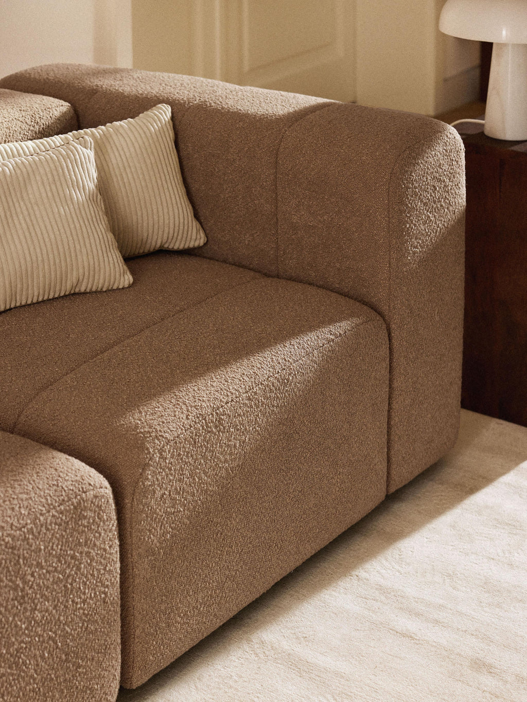Lena Bouclé Corner Module — Taupe