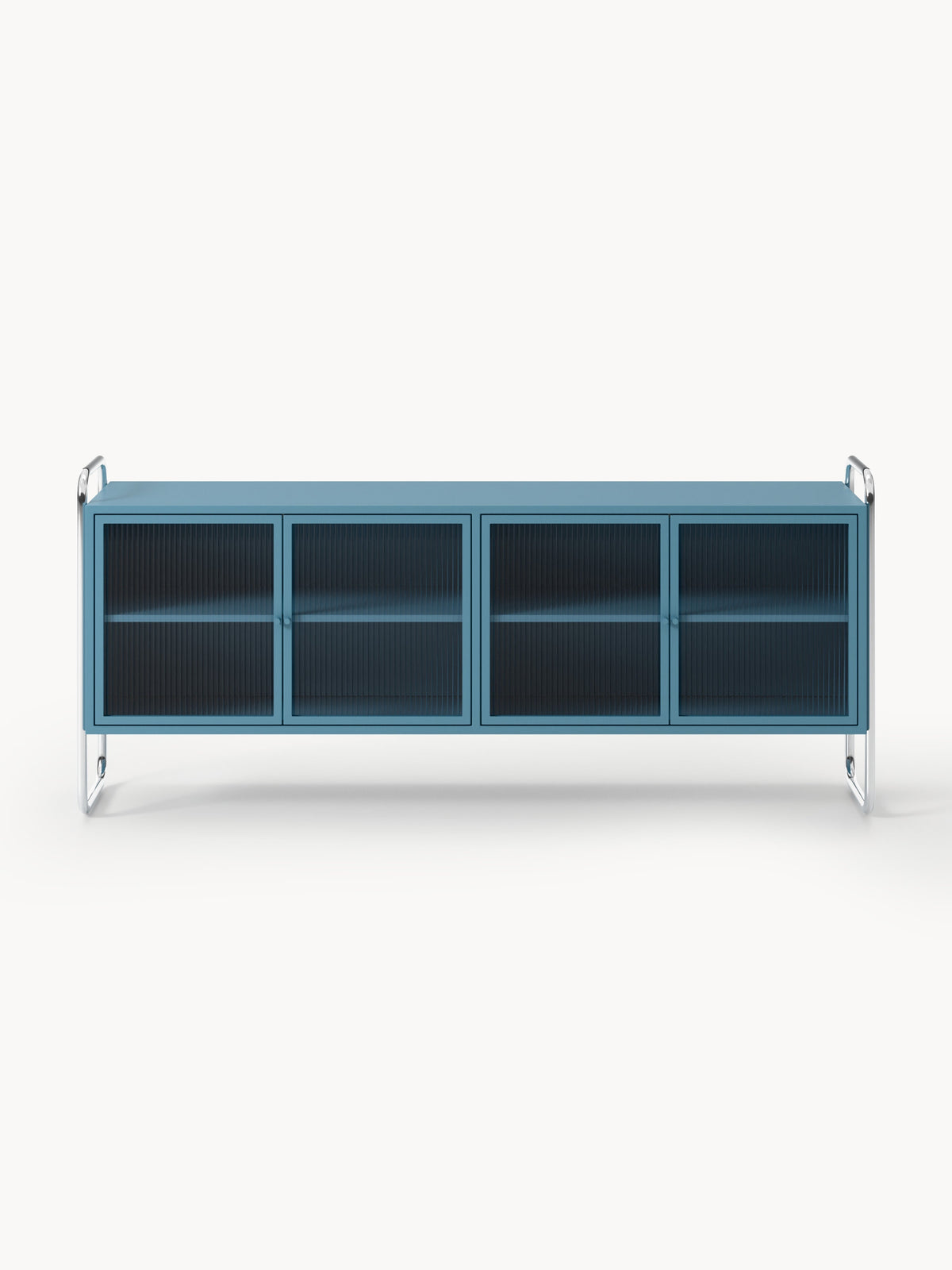 Robyn Metal-Sideboard with Glass-Front — Teal