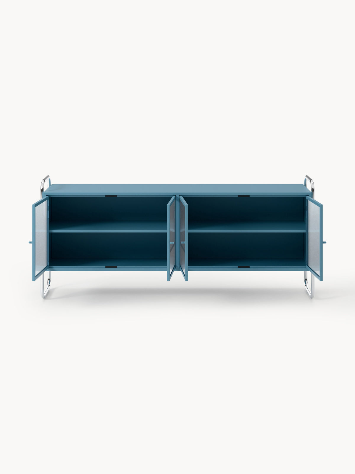 Robyn Metal-Sideboard with Glass-Front — Teal