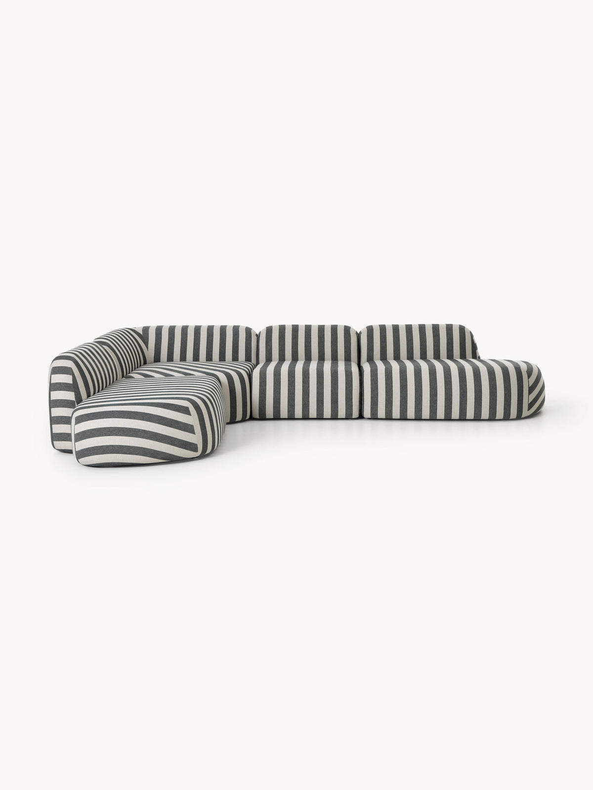 Wolke Modular Striped XL Corner Sofa with Chaise Longue — Grey
