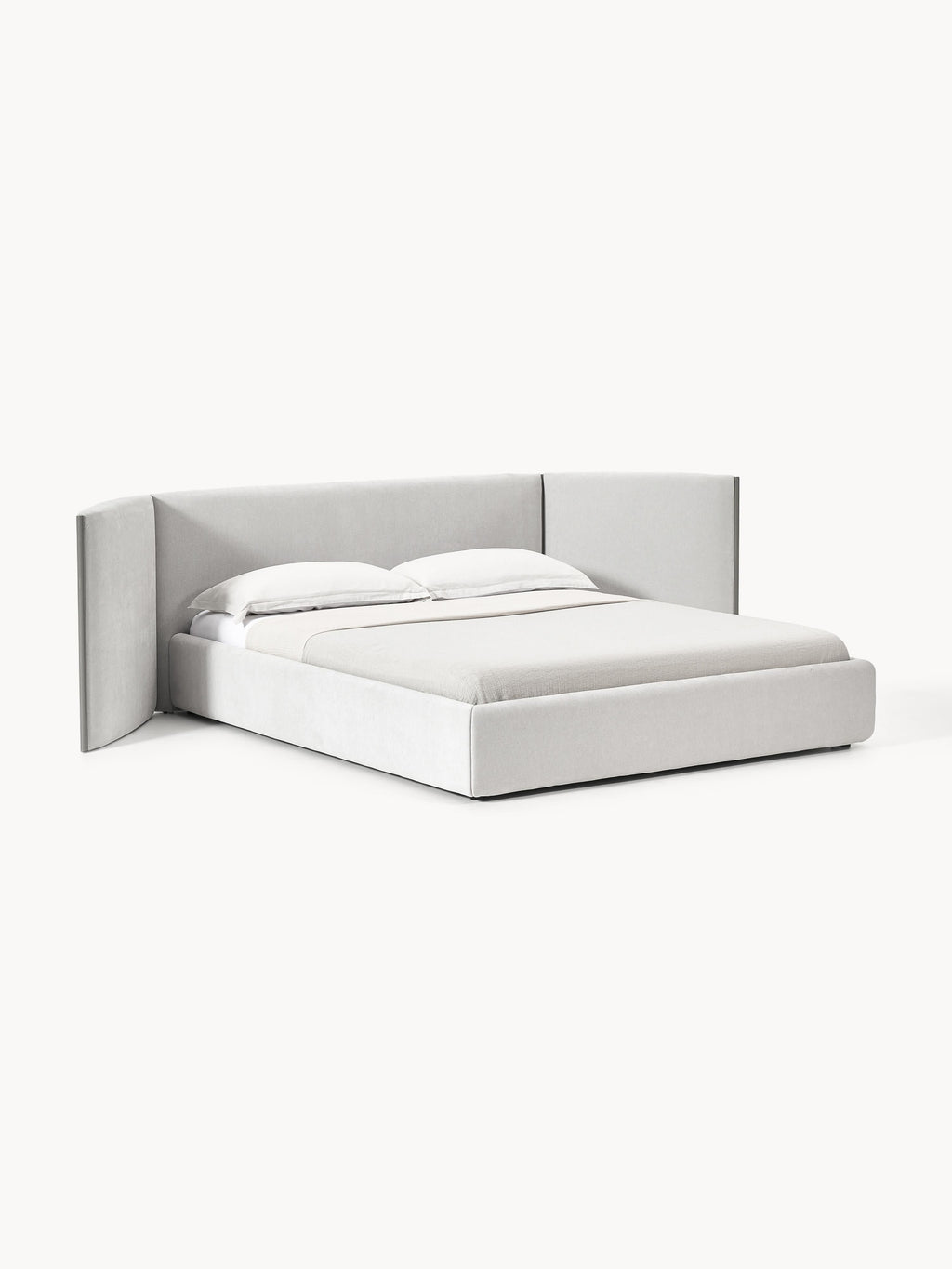 Otis Upholstered Bed with Folding Headboard — Ivory
