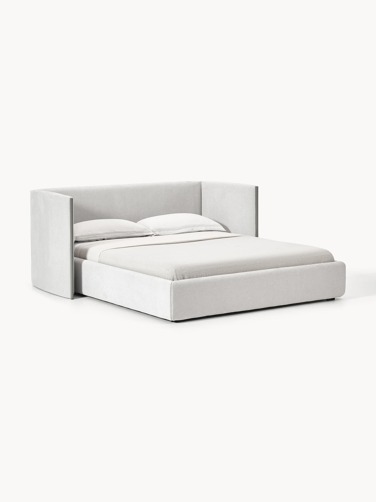 Otis Upholstered Bed with Folding Headboard — Ivory