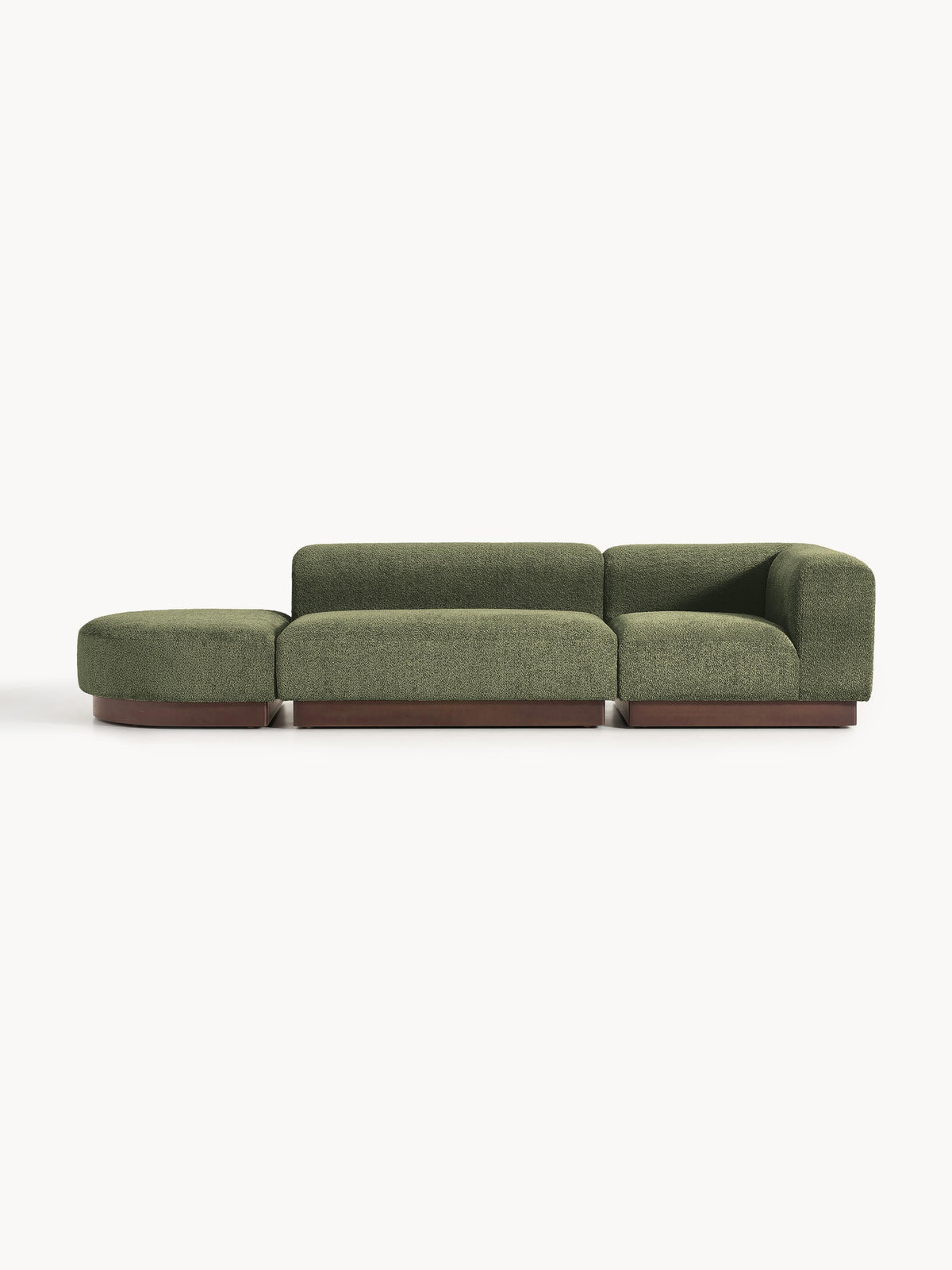 Natalie Modular Ottoman in Teddy Bouclé with Ottoman (left/right) — Khaki