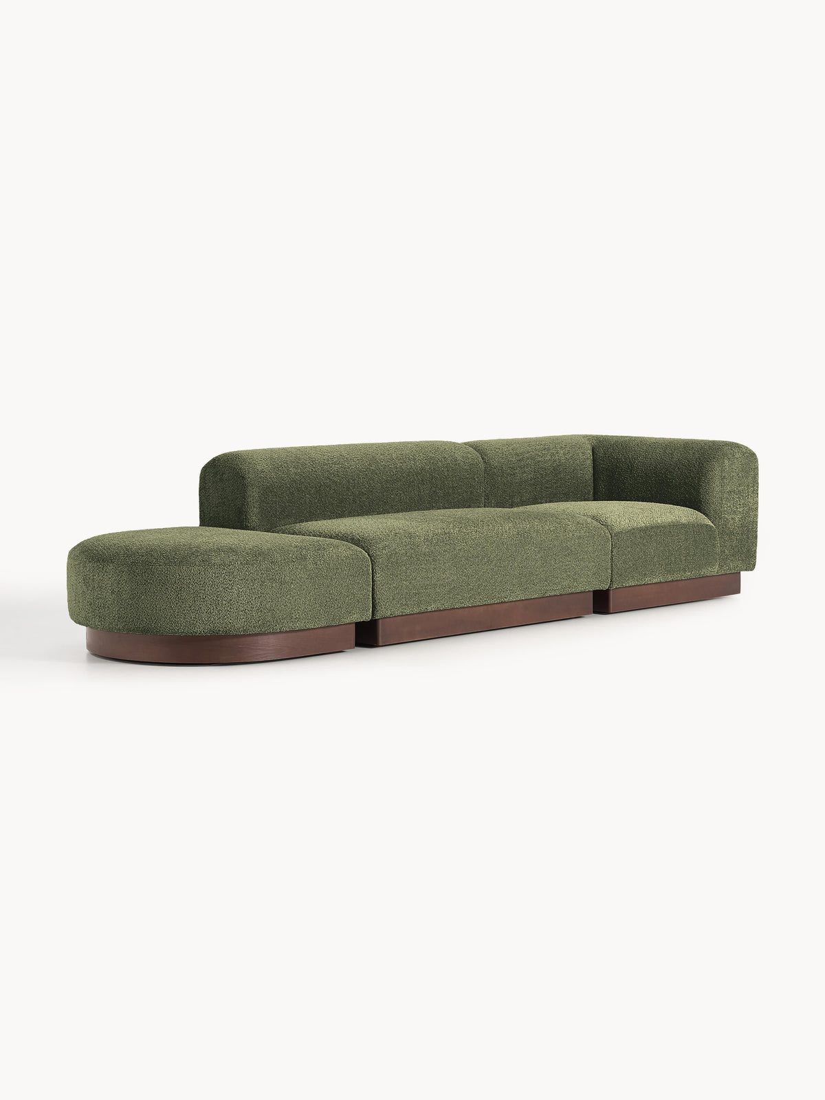 Natalie Modular Ottoman in Teddy Bouclé with Ottoman (left/right) — Khaki