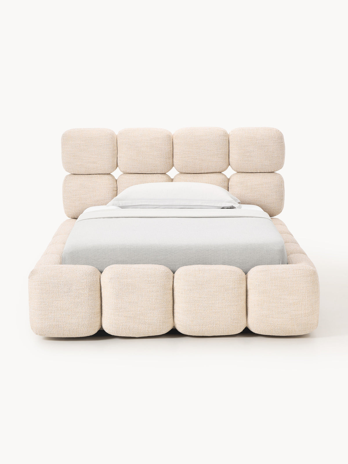 Tayla Single Bed in Teddy Bouclé — Cream