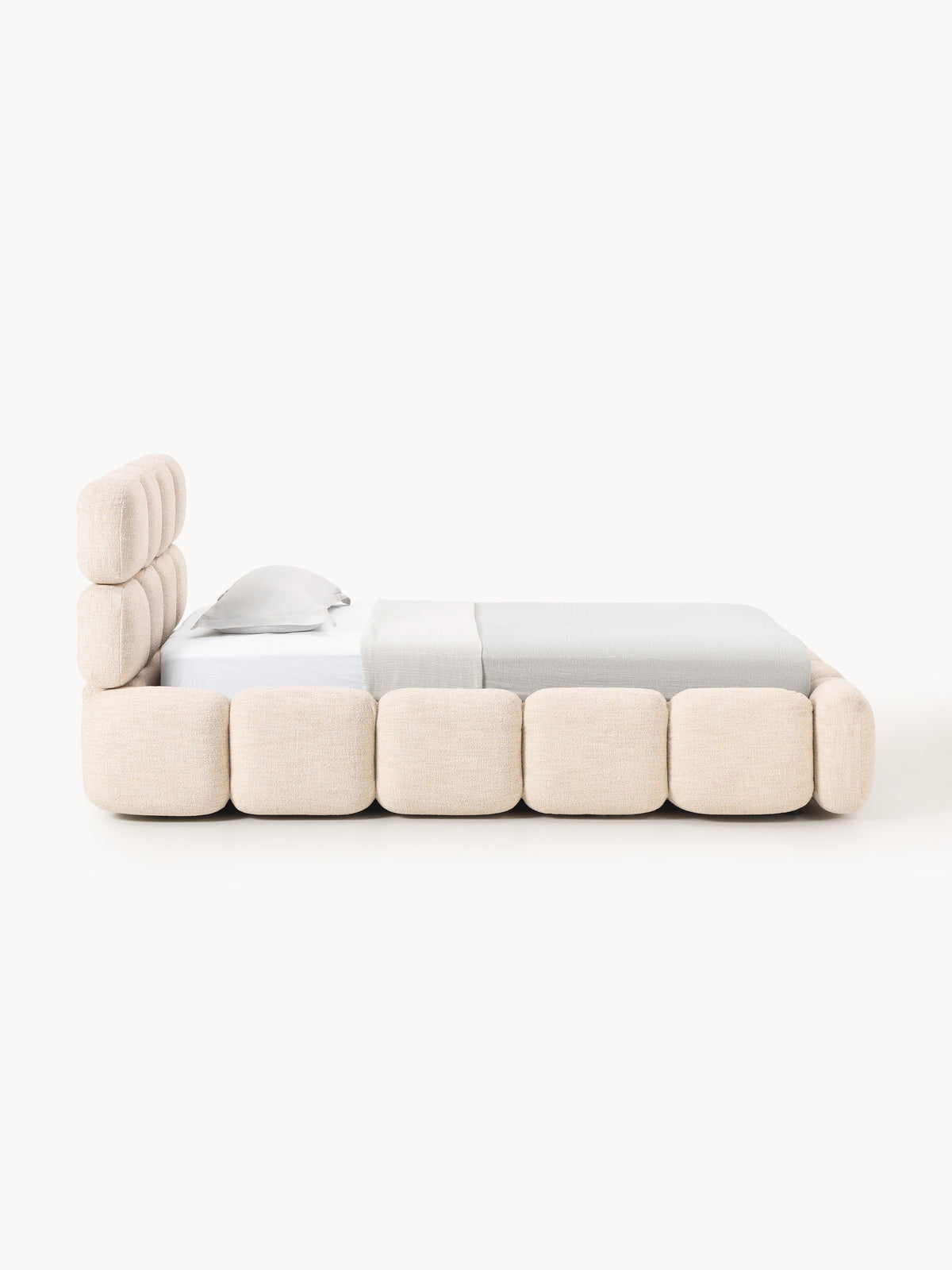 Tayla Single Bed in Teddy Bouclé — Cream