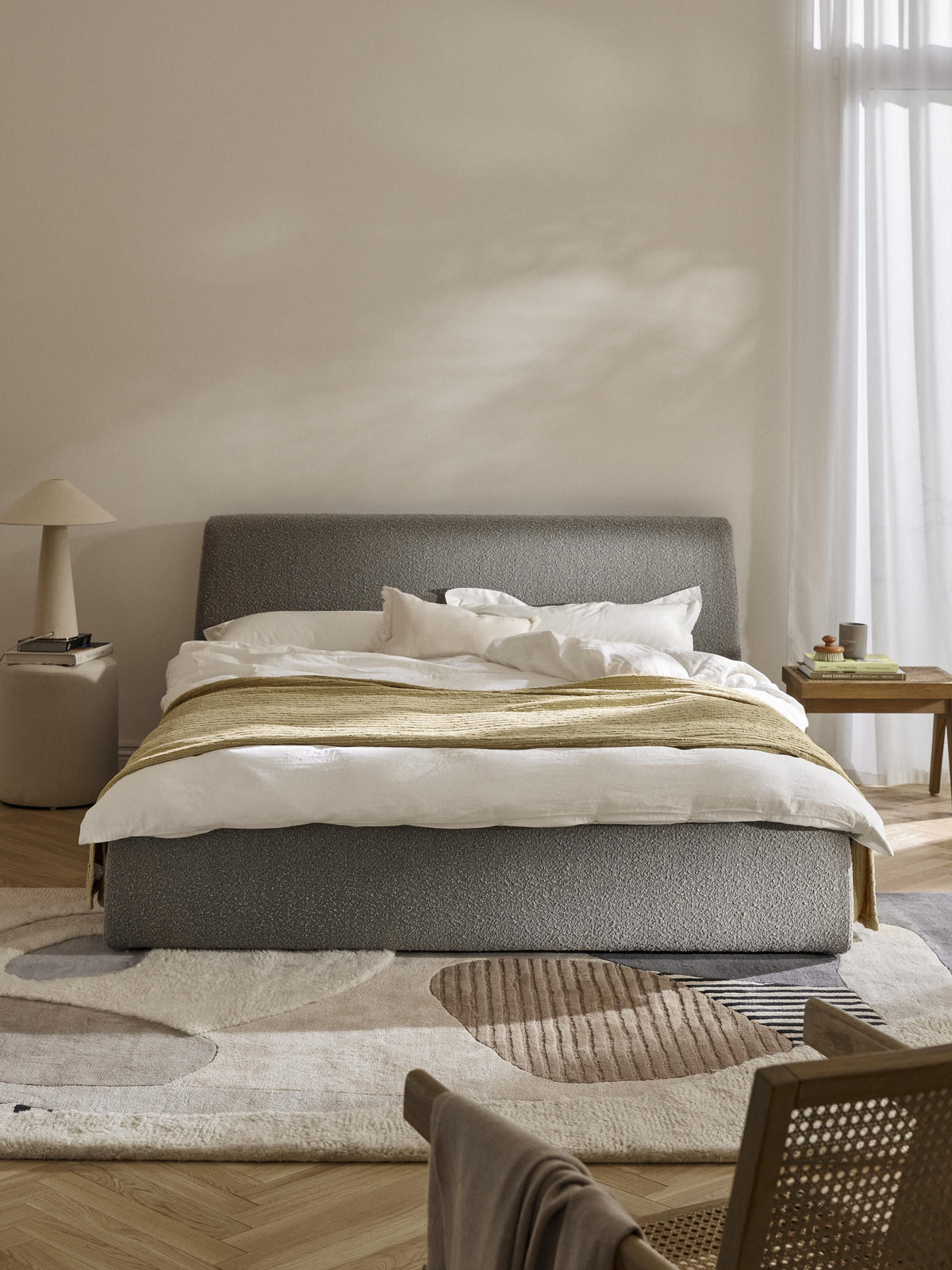 Cloud Bouclé Upholstered Bed — Oatmeal