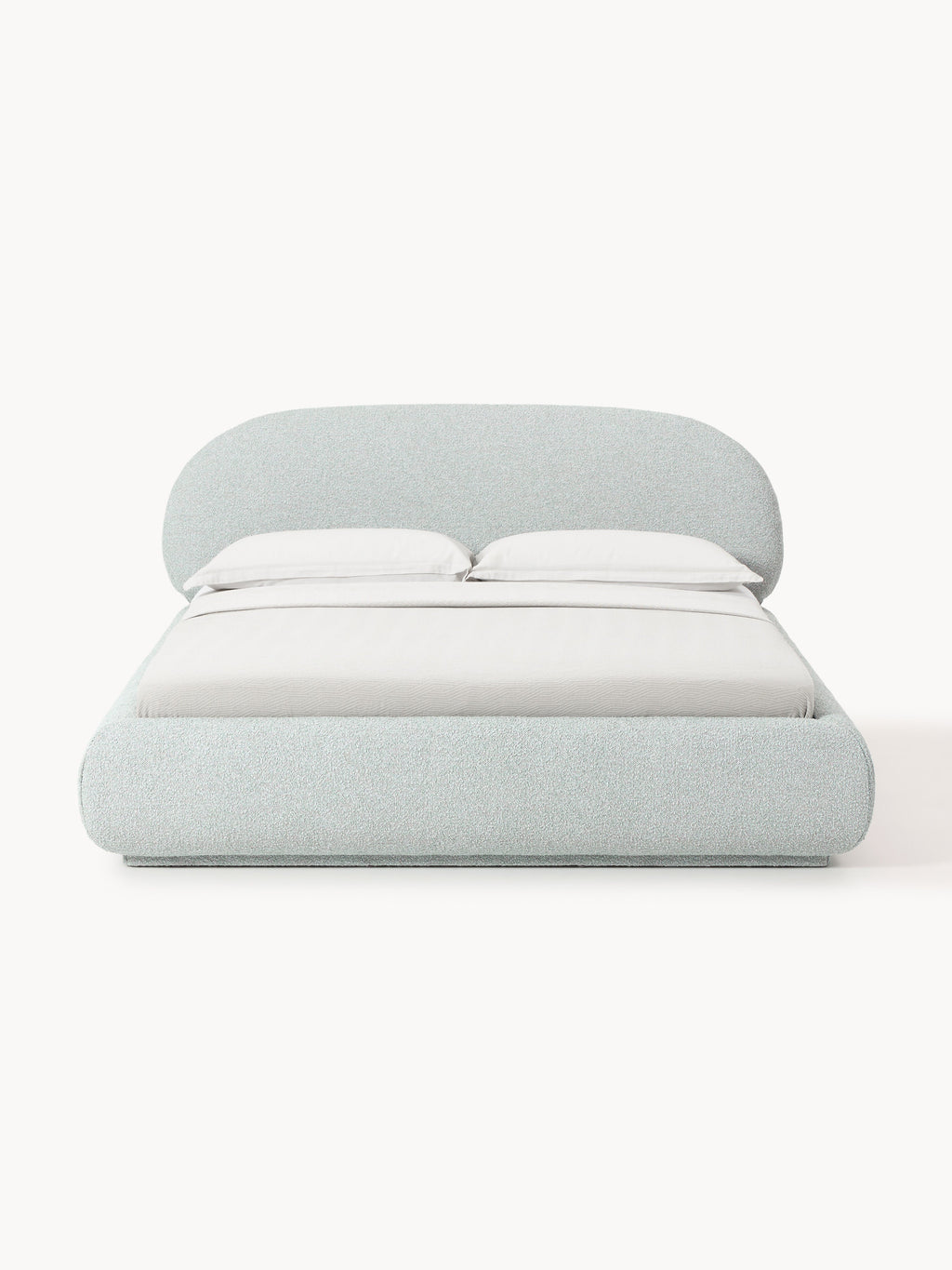 Alba Bouclé Upholstered Bed with Storage — Light Grey