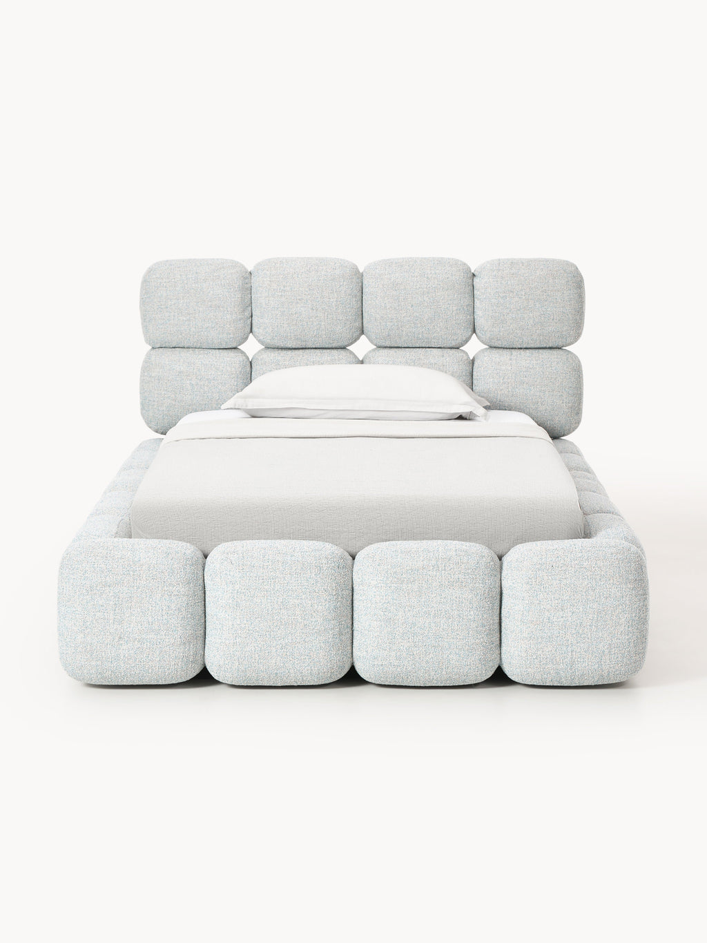 Tayla Single Bed in Teddy Bouclé — Light Grey