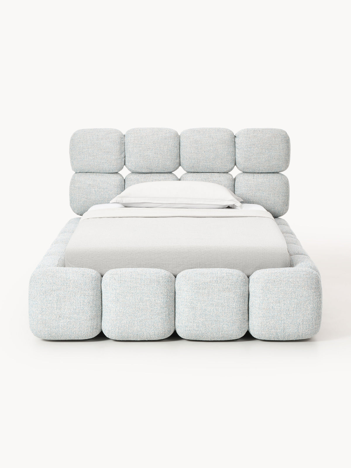 Tayla Single Bed in Teddy Bouclé — Light Grey