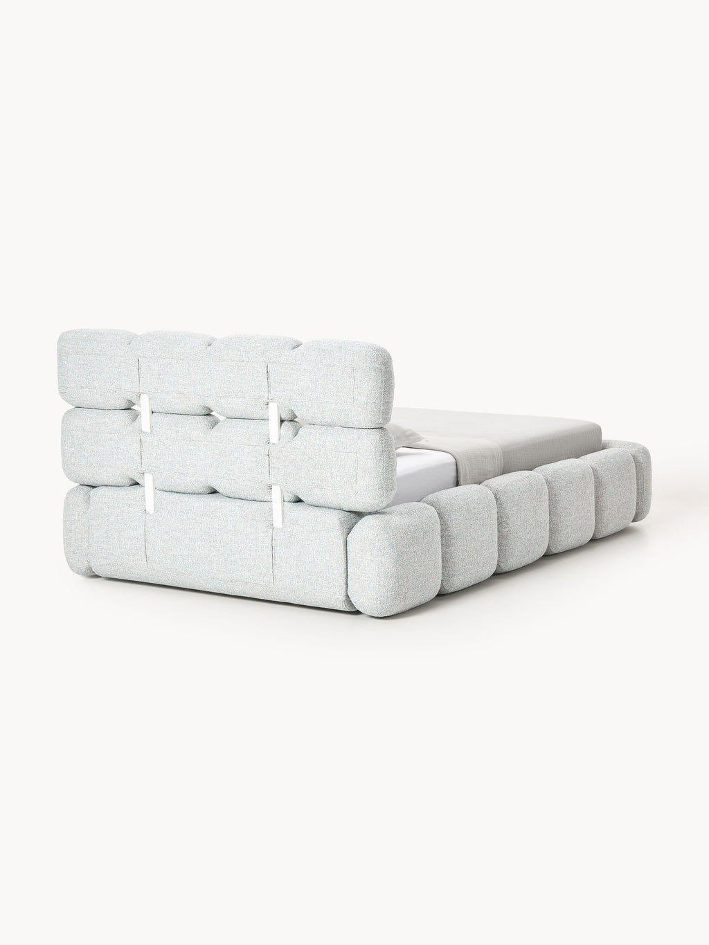 Tayla Single Bed in Teddy Bouclé — Light Grey