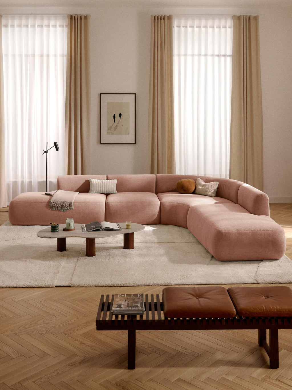 Sofia Modular Corner Sofa (4-seater) — Peony