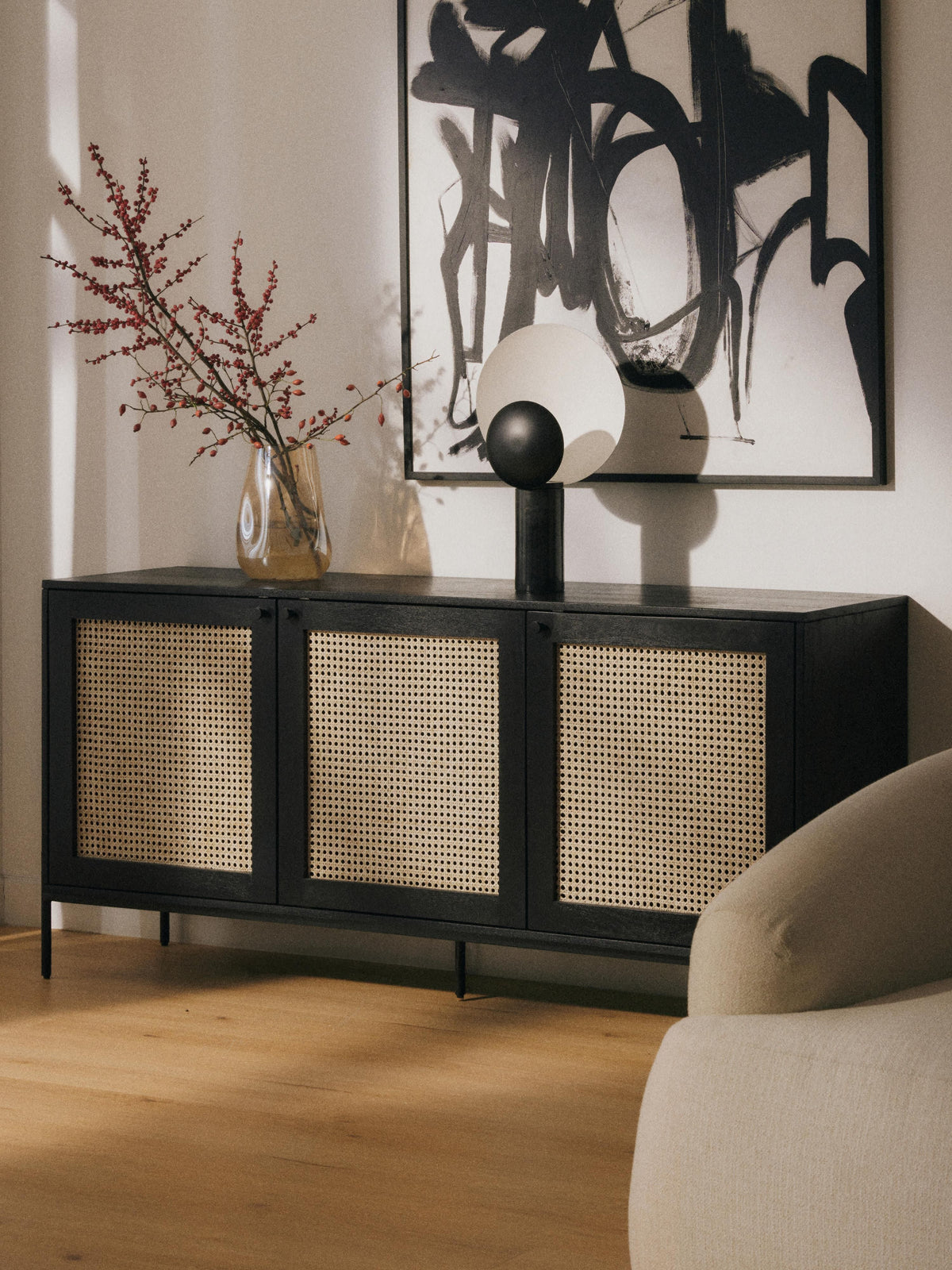 Vienna Sideboard with Viennese Cane — Dark Grey
