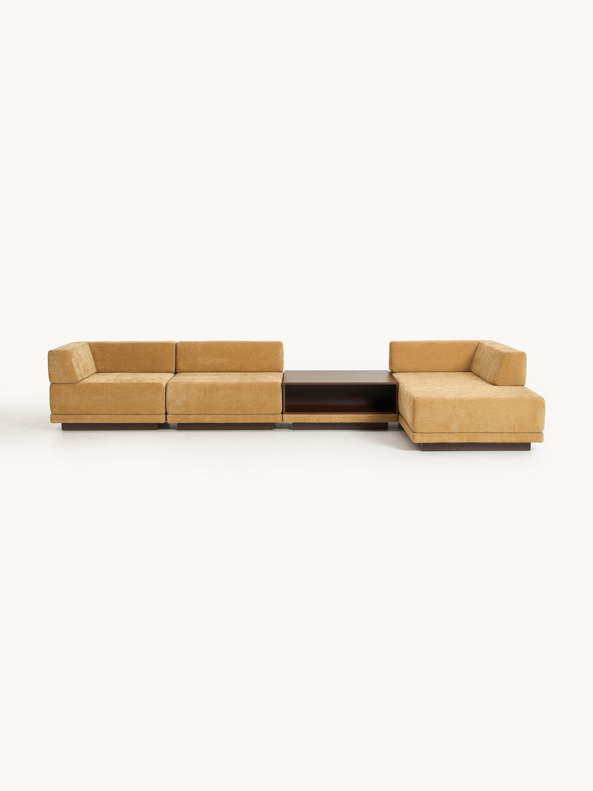Colin Modular Corner Sofa (4-seater) with Coffee Table — Caramel