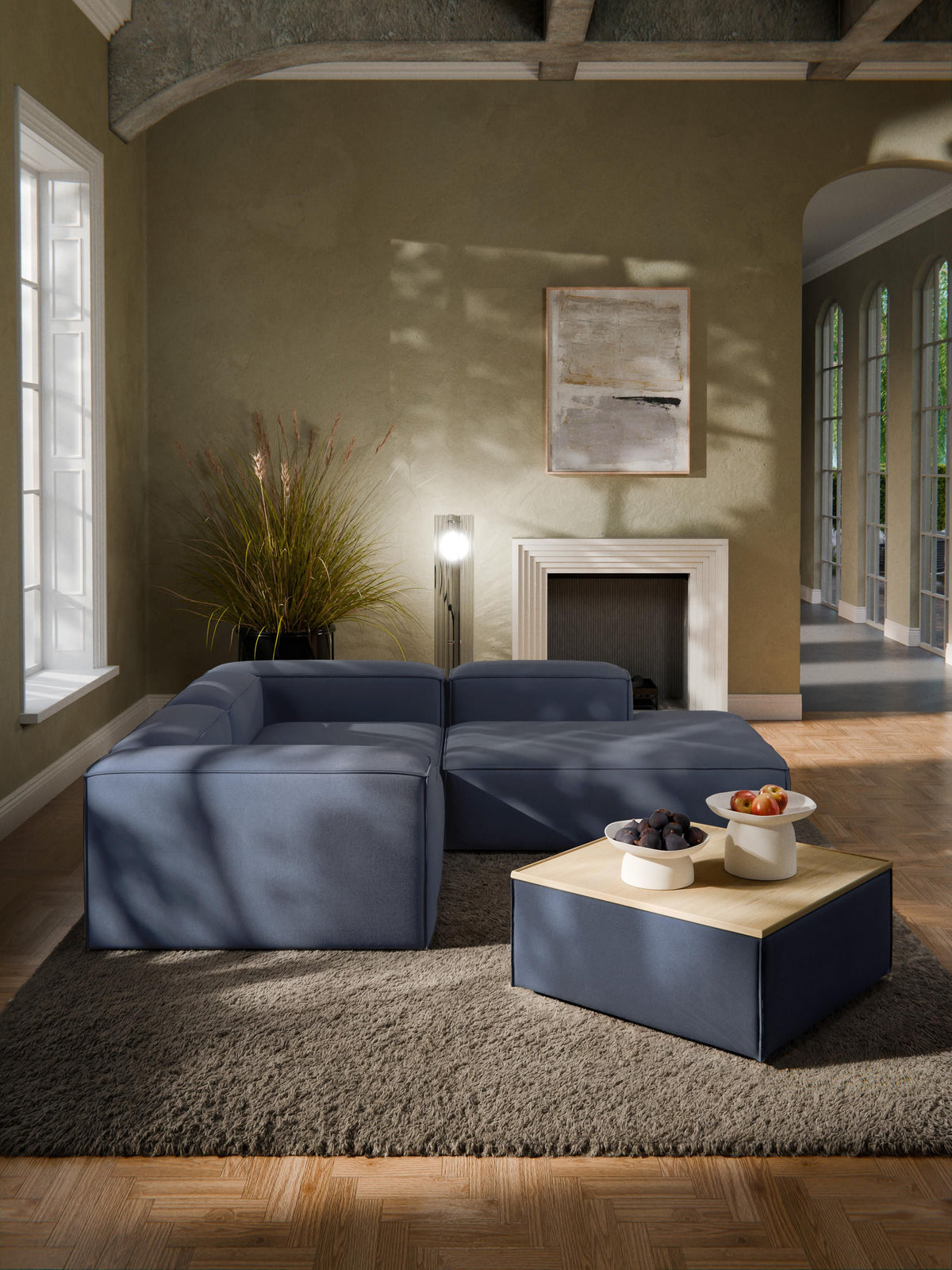 Lennon Sofa Ottoman with Storage — Slate Grey