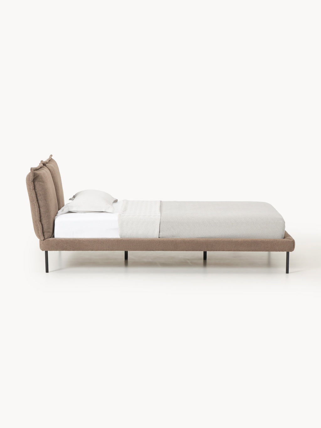 Amelia Teddy Bouclé Upholstered Bed — Sand Beige