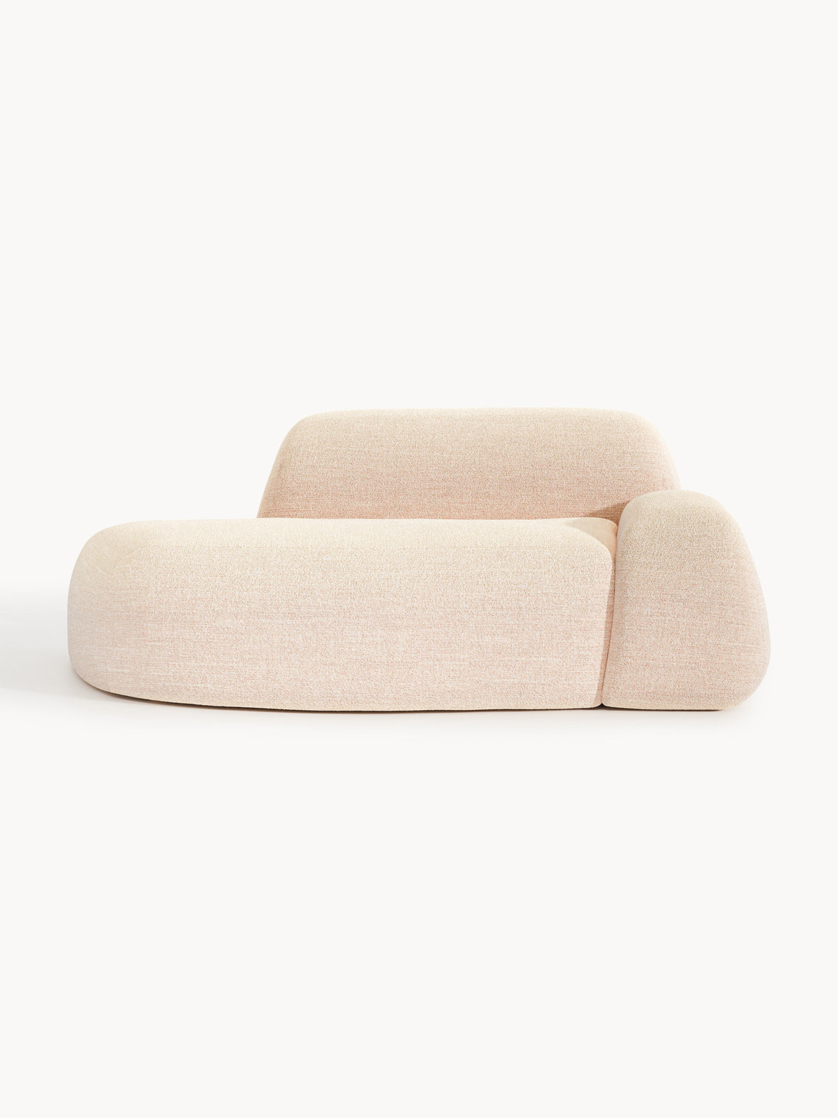 Wolke Bouclé Sofa (2-seater) with Chaise Longue — Off-White