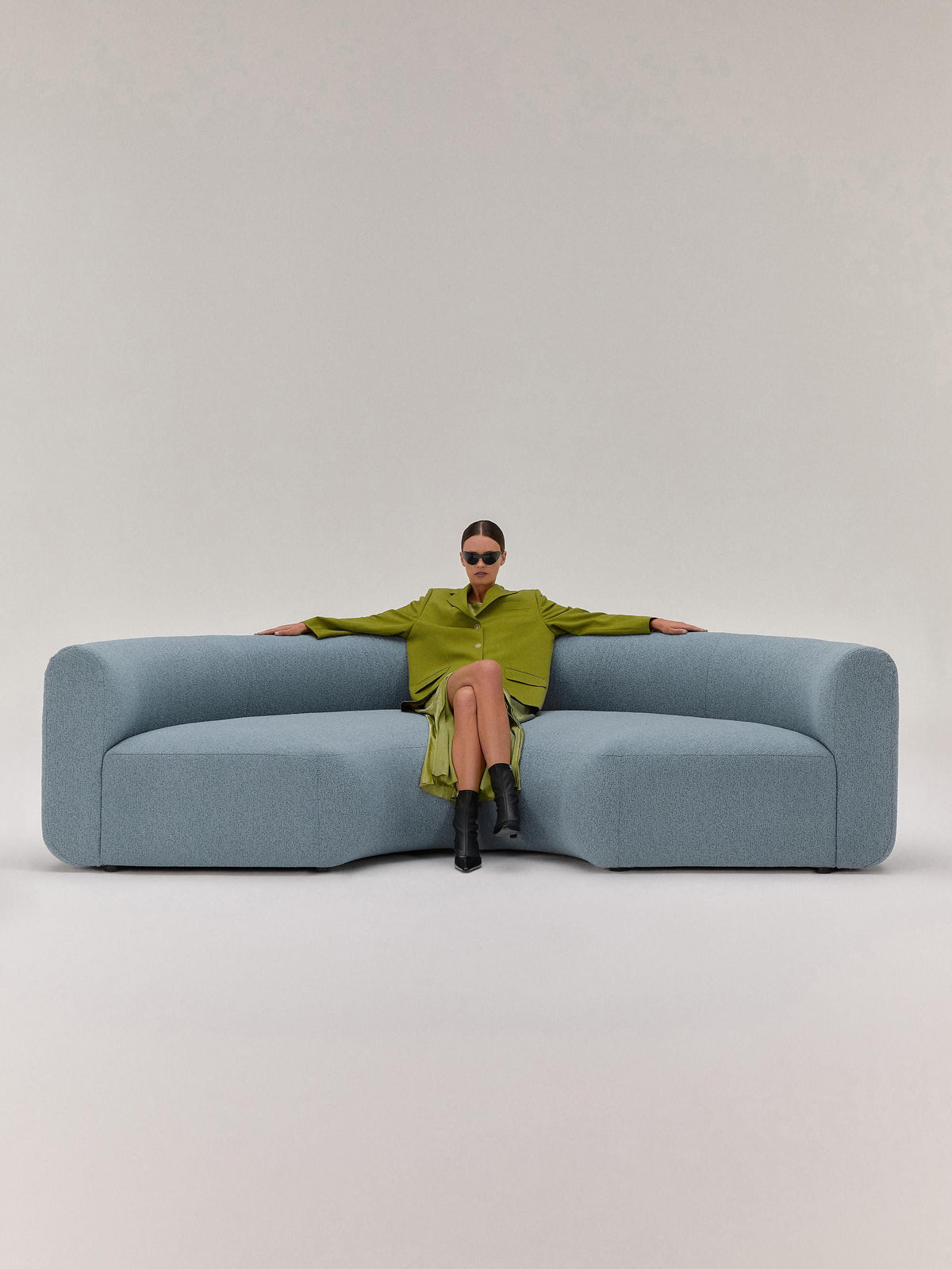 Sofia Round Bouclé Corner Module — Grey