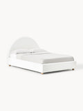 Ebba Teddy-Upholstered Bed with Storage — Off-White