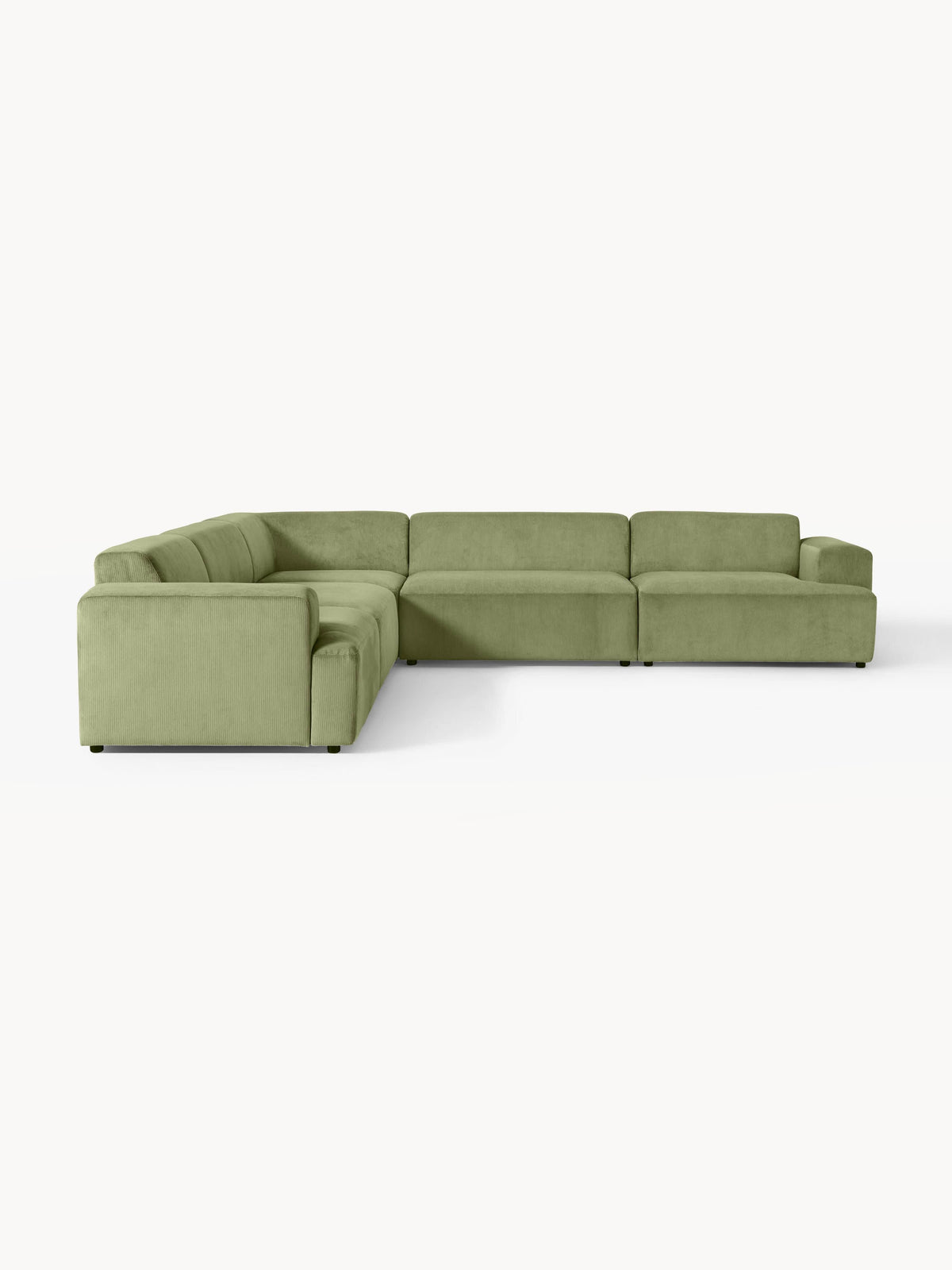 Melva Corduroy Corner Sofa (4-seater) — Mushroom
