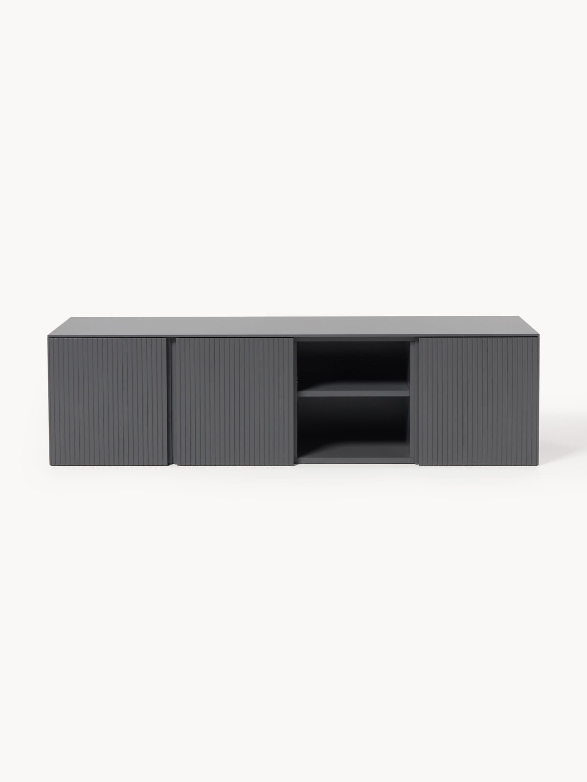 Shea Lowboard with Fluted Front — Dark Grey