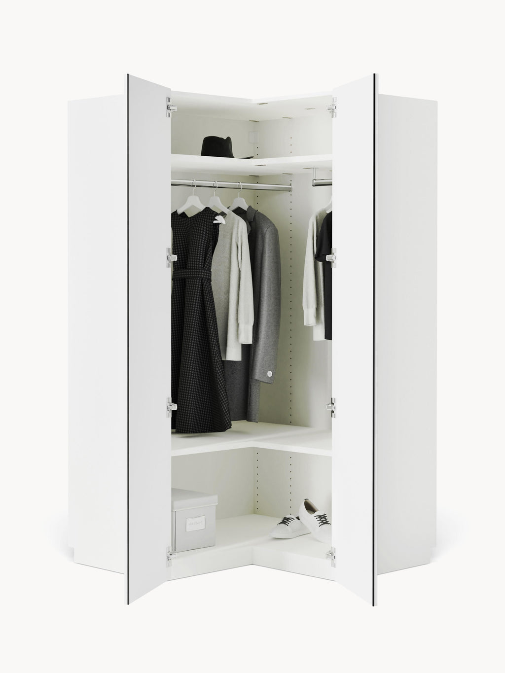 Charlotte Modular Corner Wardrobe, 115 cm Width — Off-White