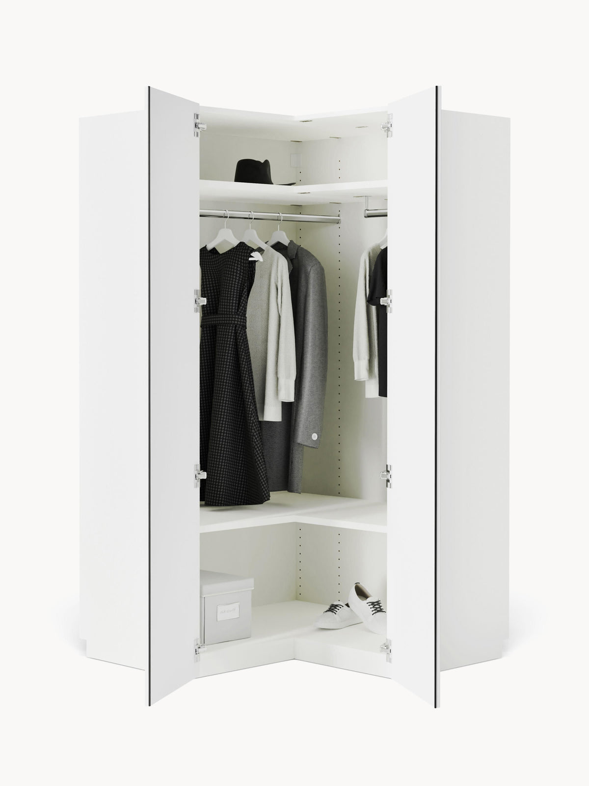 Charlotte Modular Corner Wardrobe, 115 cm Width — Off-White