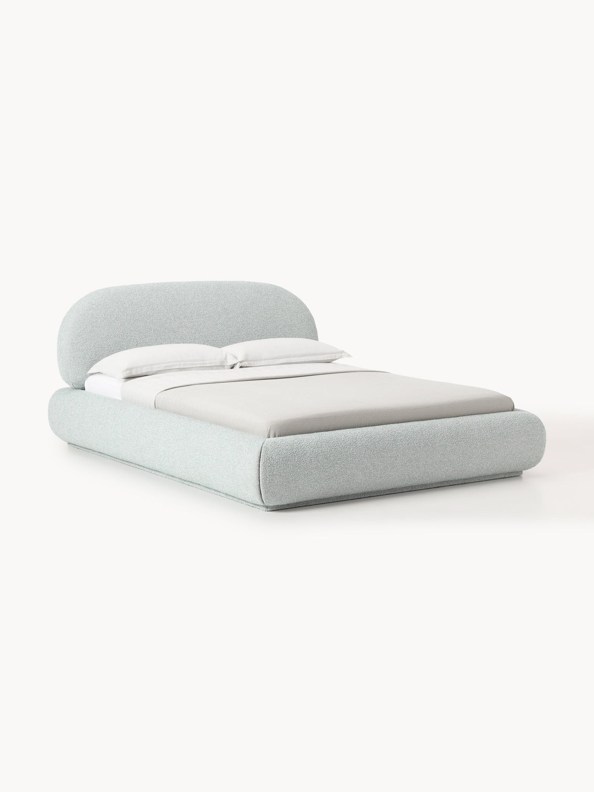 Alba Bouclé Upholstered Bed — Light Grey