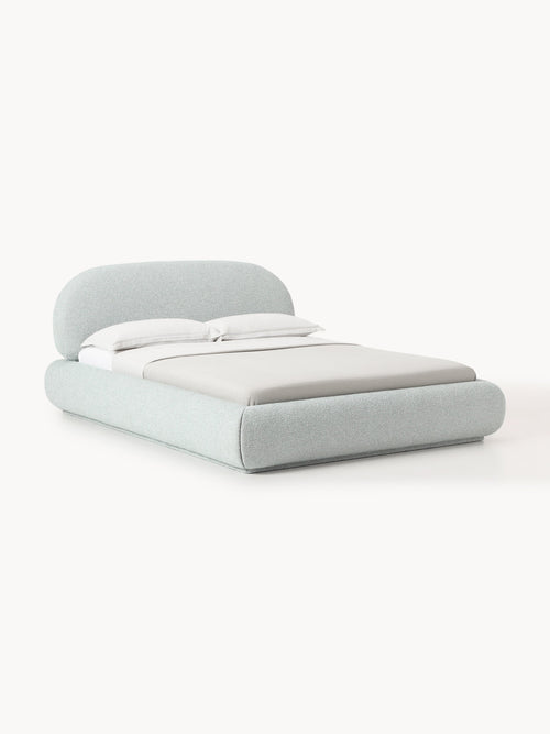 Alba Bouclé Upholstered Bed — Light Grey