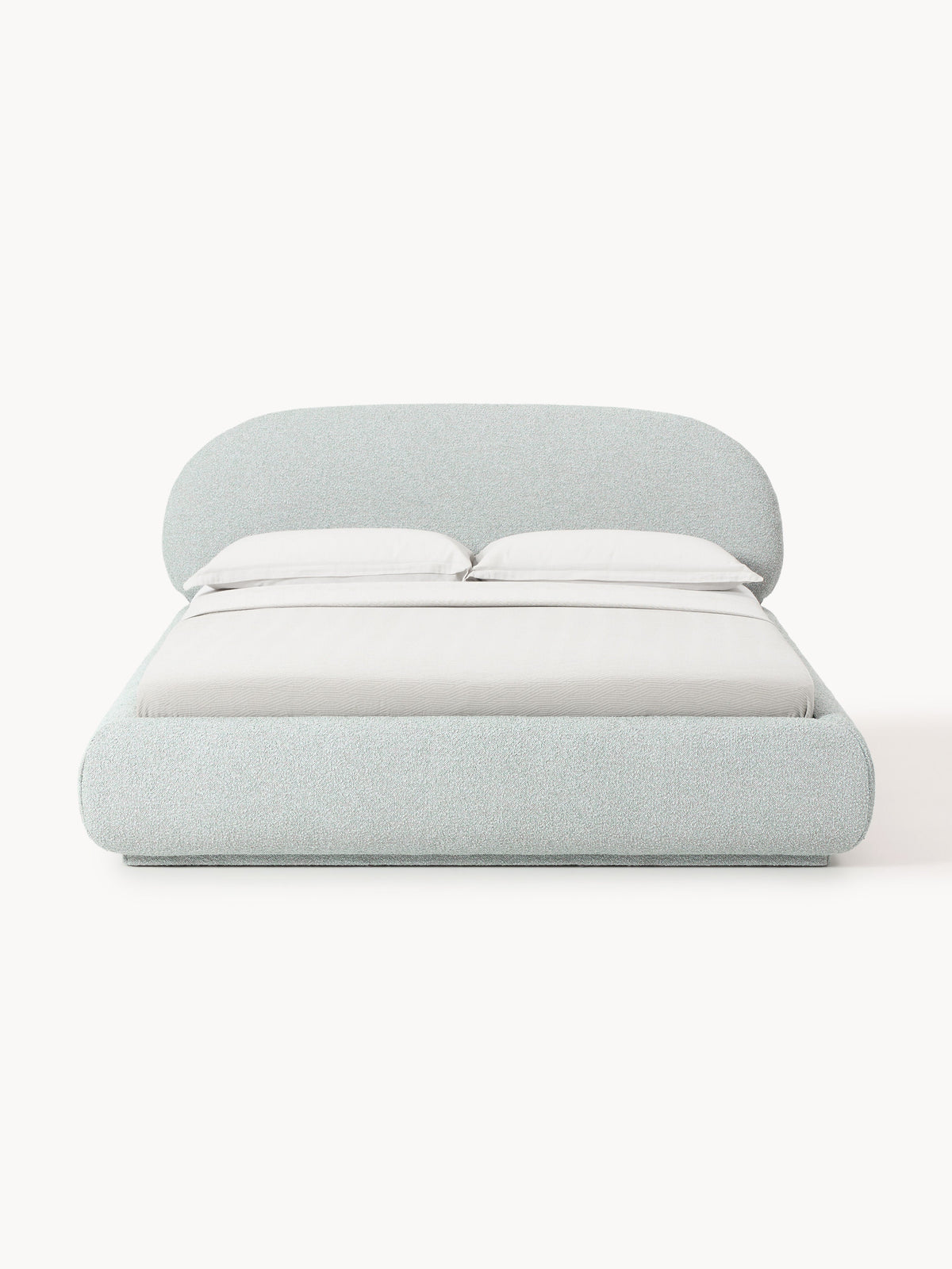Alba Bouclé Upholstered Bed — Light Grey