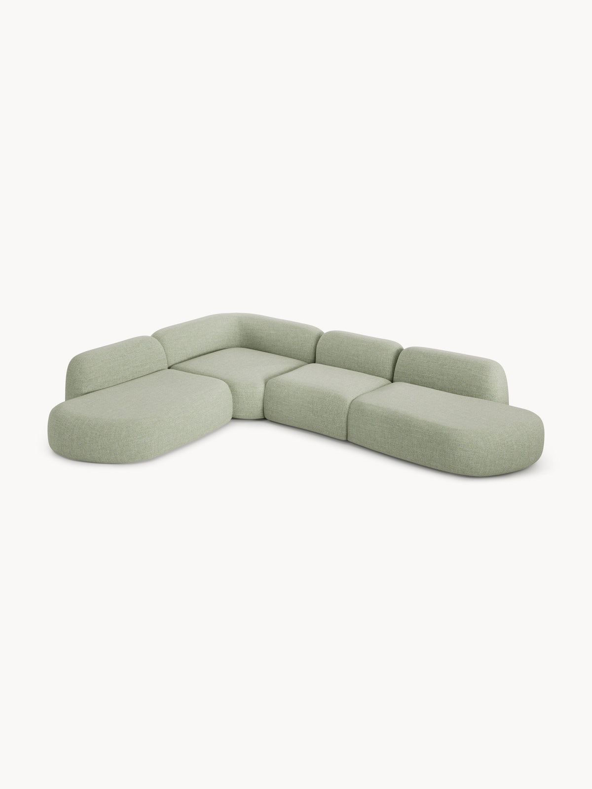 Wolke Modular Bouclé-XL Corner Sofa with Chaise Longue — Oatmeal