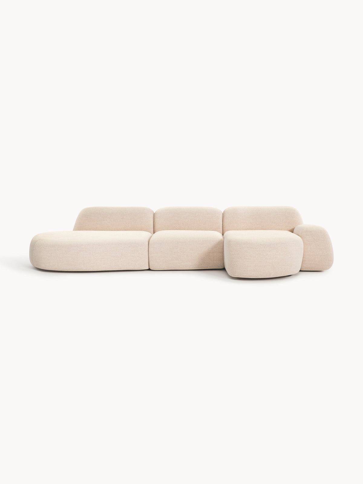 Wolke Modular Bouclé Corner Sofa (4-seater) with Chaise Longue — Dusty Pink