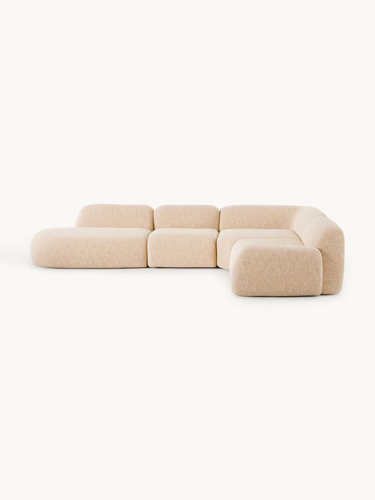 Wolke Modular Bouclé-XL Corner Sofa with Chaise Longue — Beige