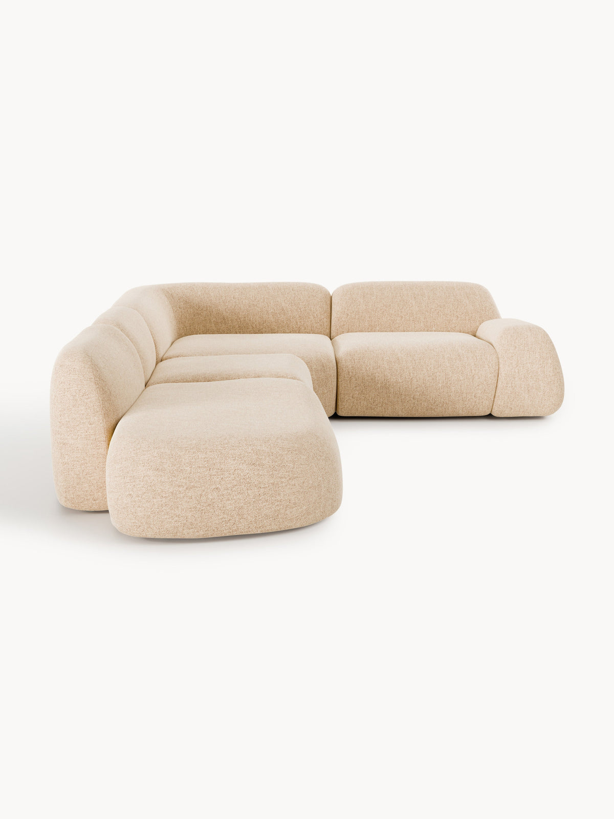 Wolke Modular Bouclé-XL Corner Sofa with Chaise Longue — Beige