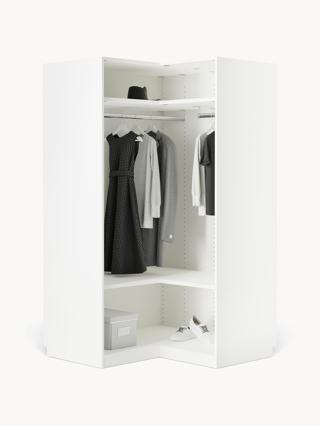 Simone Modular Corner Wardrobe, 115 cm Width — Off-White