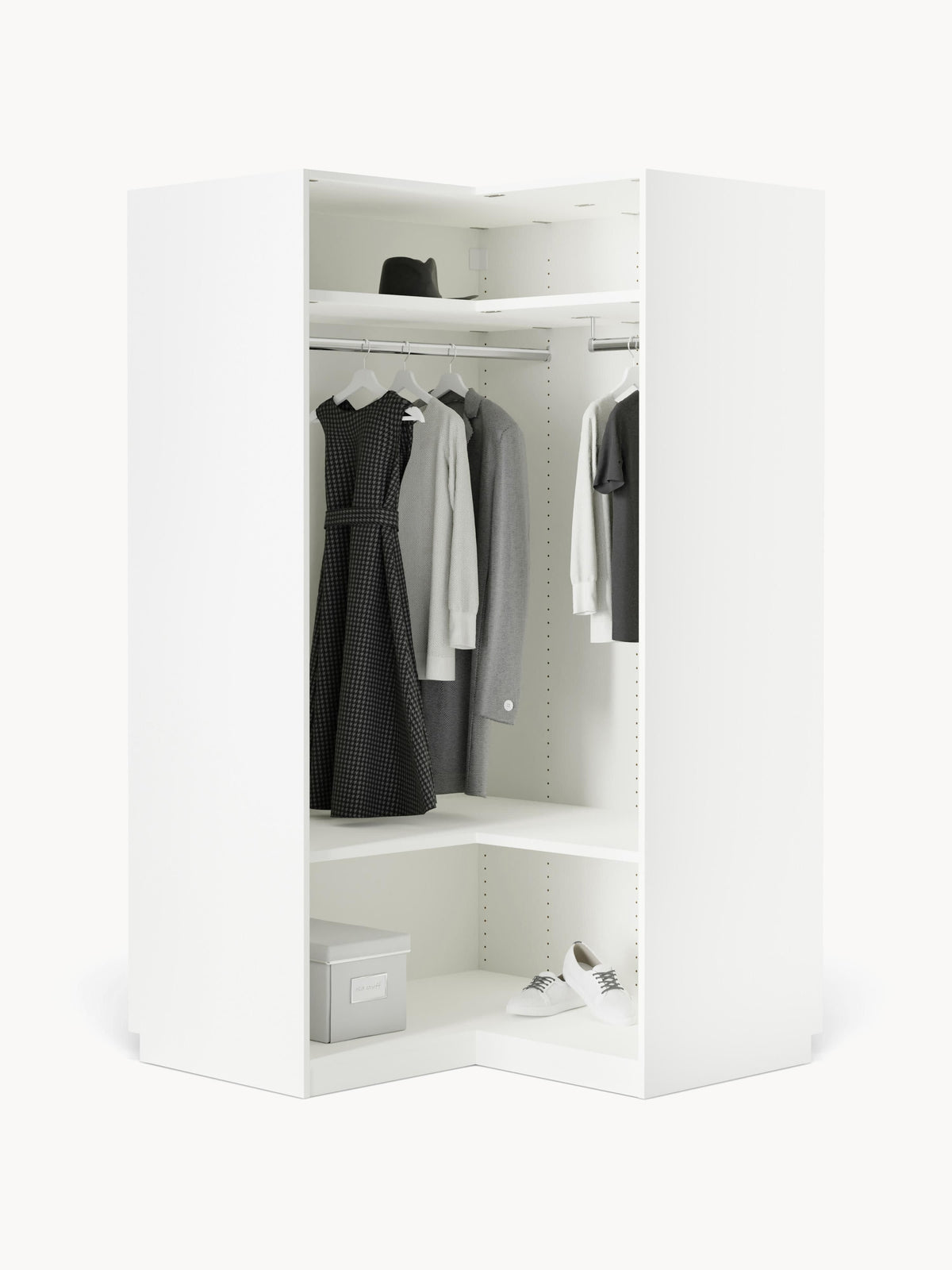 Simone Modular Corner Wardrobe, 115 cm Width — Off-White