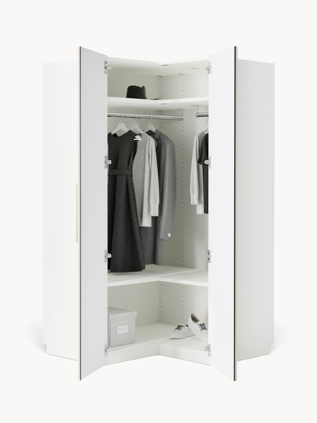 Simone Modular Corner Wardrobe, 115 cm Width — Off-White
