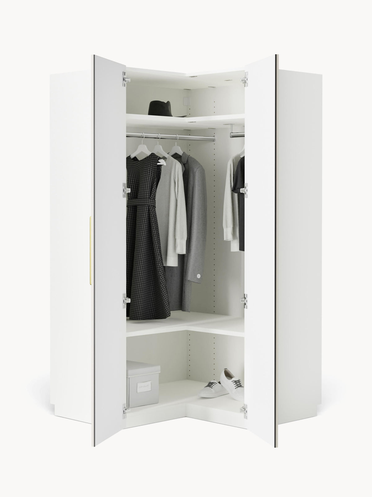 Simone Modular Corner Wardrobe, 115 cm Width — Off-White