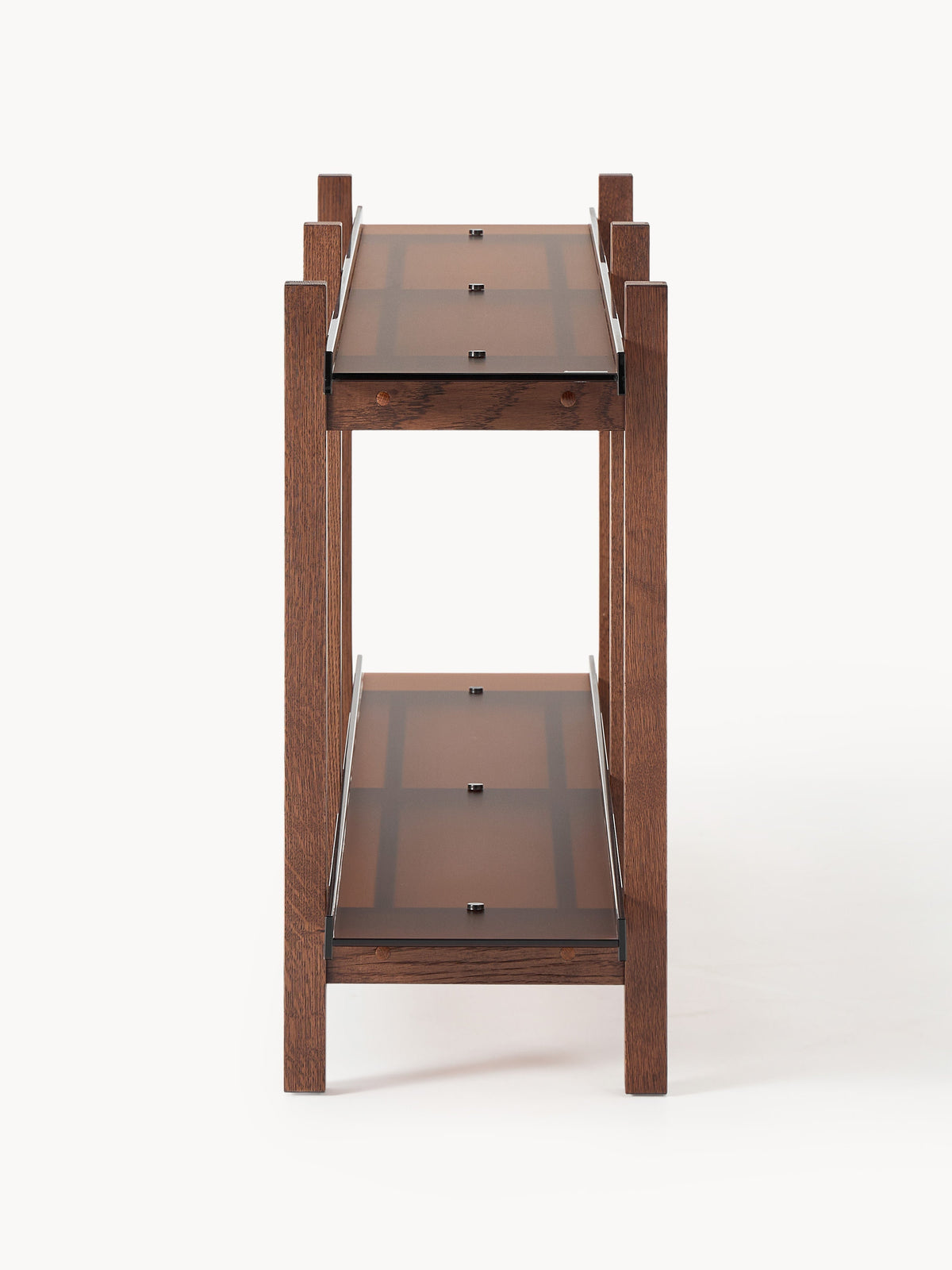Alex Wooden Shelving Unit, Oak & Glass — Taupe