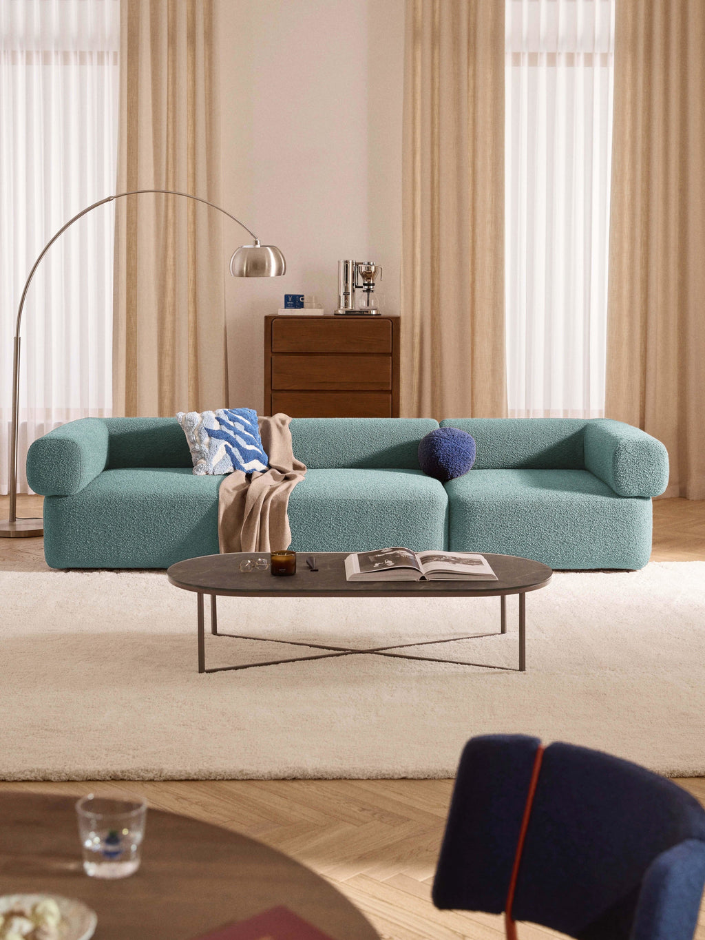 Anton Modular Bouclé Sofa (4-seater) — Grey