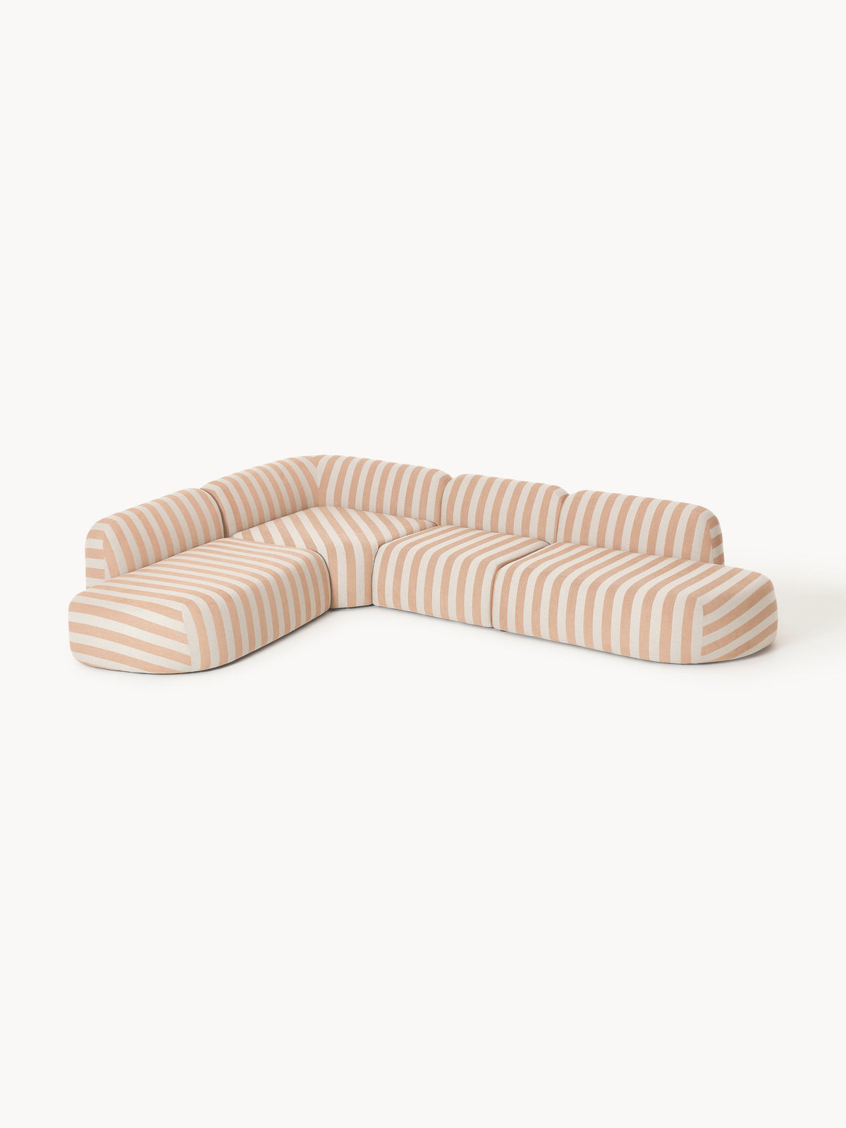 Wolke Modular Striped XL Corner Sofa with Chaise Longue — Sand