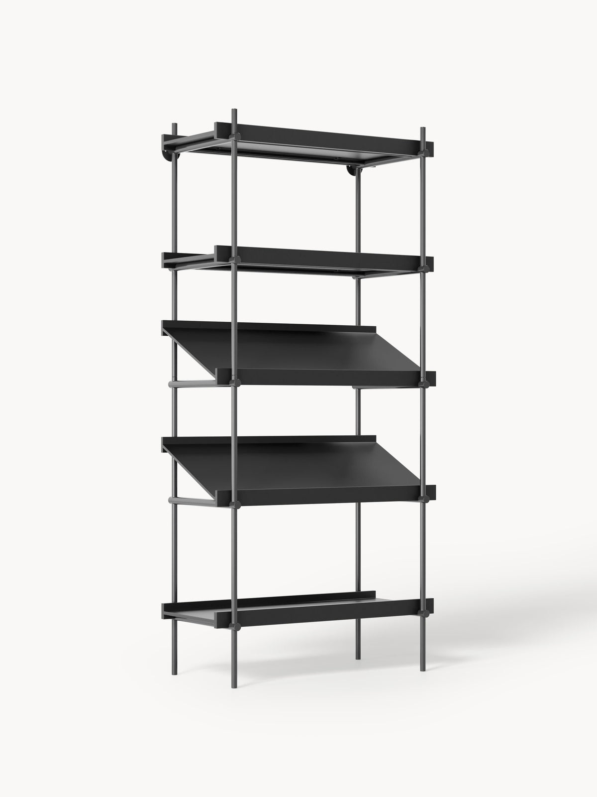 Rio Tall Shelving Unit with Sloped Shelves — Dark Grey